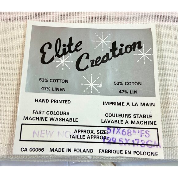 Retro Hand Printed ‘New Noel’ Pattern Tablecloth by Elite Creation ~ Poinsettias - Picture 5 of 10